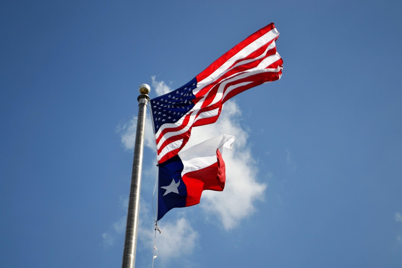 Texas flags over Houston