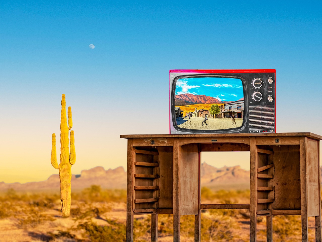 fake tv in desert