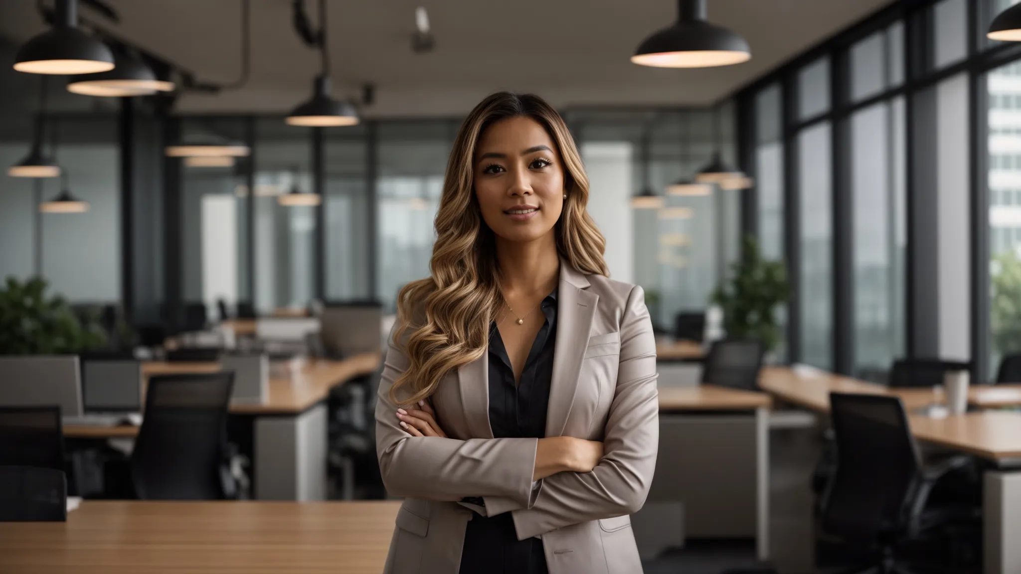 a confident real estate agent stands proudly in a modern office, surrounded by certification plaques and educational materials, symbolizing the crucial link between professional development and increased earning potential.